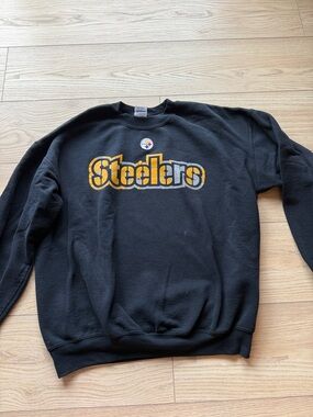 Gildan Black Steelers Crewneck Sweatshirt with Yellow Logo